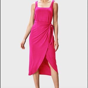 Elegant Pink Sleeveless Wrap Dress